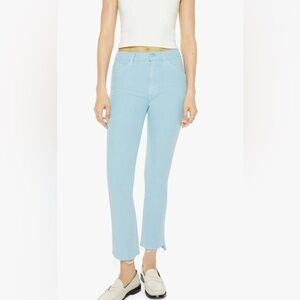 Mother The Insider Crop Step Fray Jeans | Chalk It Up Blue Glow | Size 23 NWT